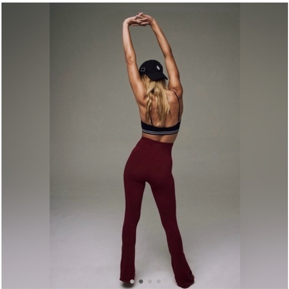 Free People Movement Zip High Waist Burgundy Flared Pants Size XS - Picture 1 of 13